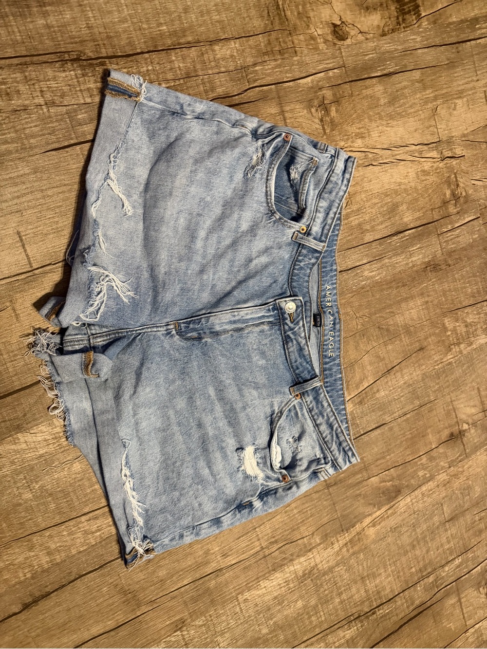 American Eagle Outfitters Light Wash Distressed Denim Shorts